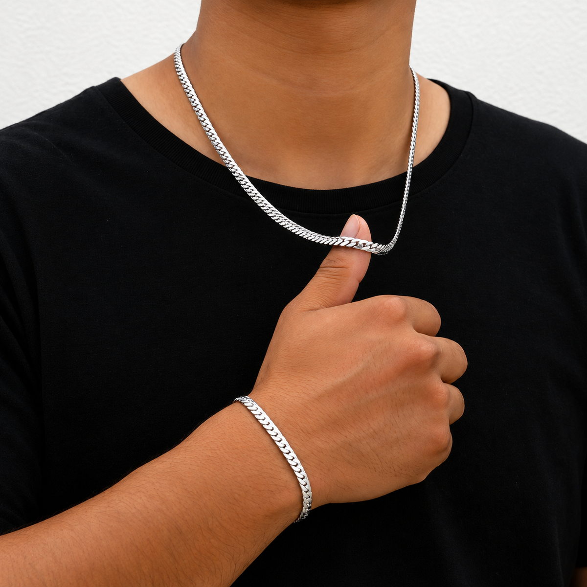 Vera Silver Chain & Bracelet Set