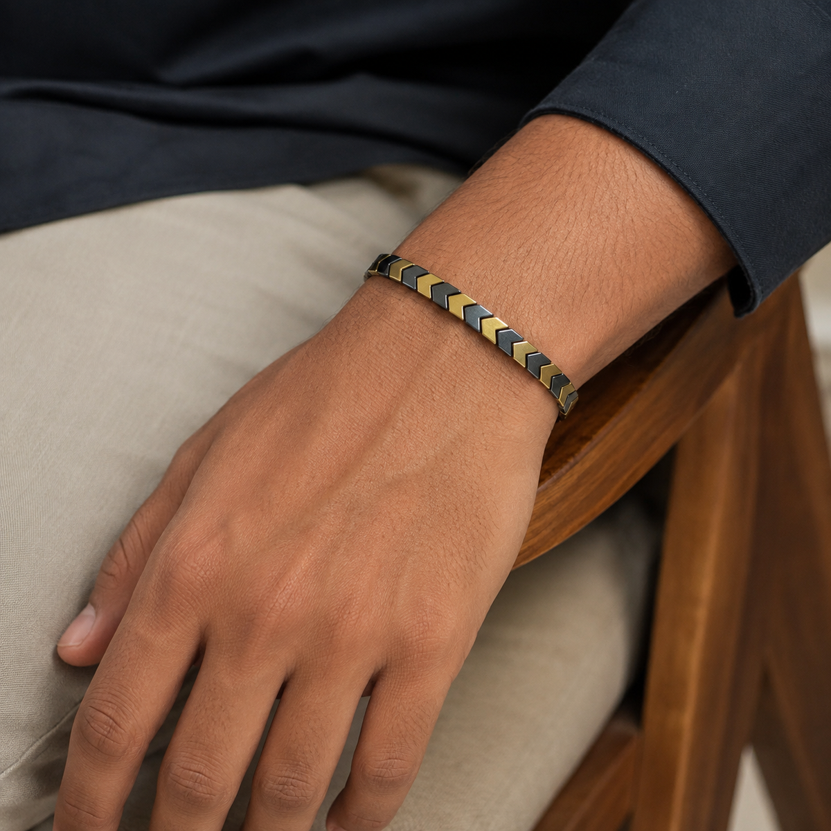 Obsidian Gold Chevron Bracelet