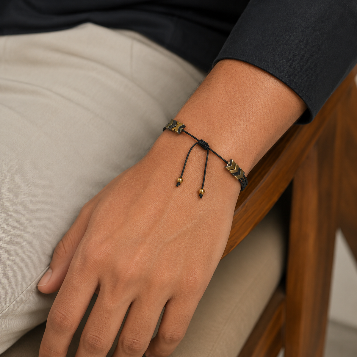 Obsidian Gold Chevron Bracelet